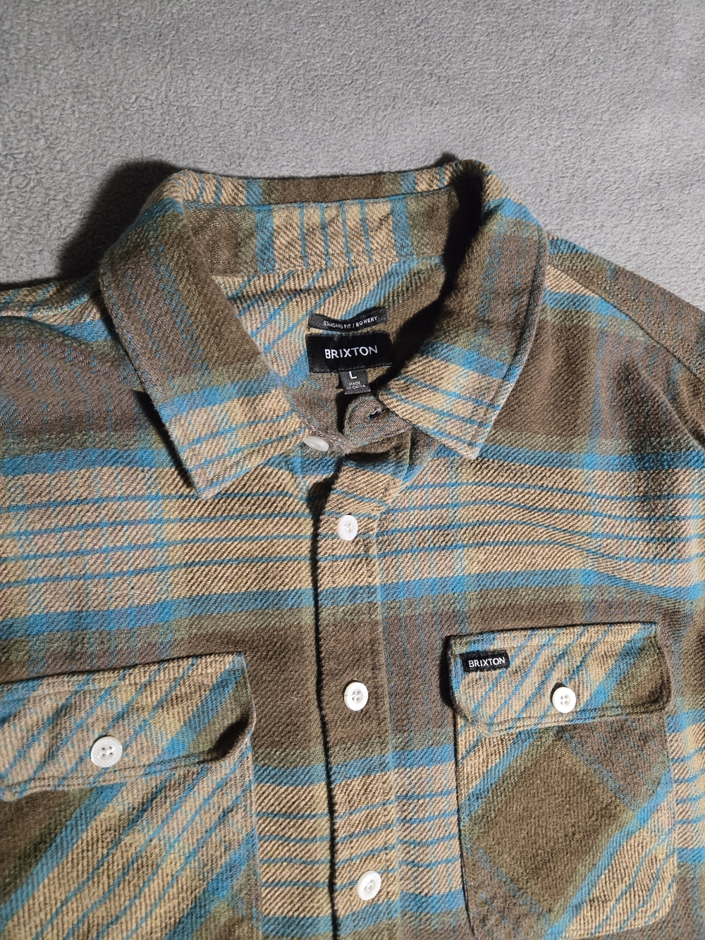 Brixton Brown and Blue Plaid Button-Down Flannel Shirt